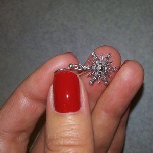 Marcasite & Sterling Silver Snowflake Drop Earring